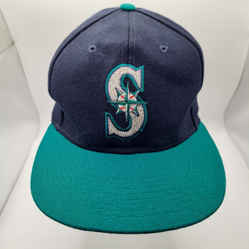 Logo 7 Seattle Mariners Hat Mens OSFA Navy Teal Vintage 90s MLB Snapback Cap